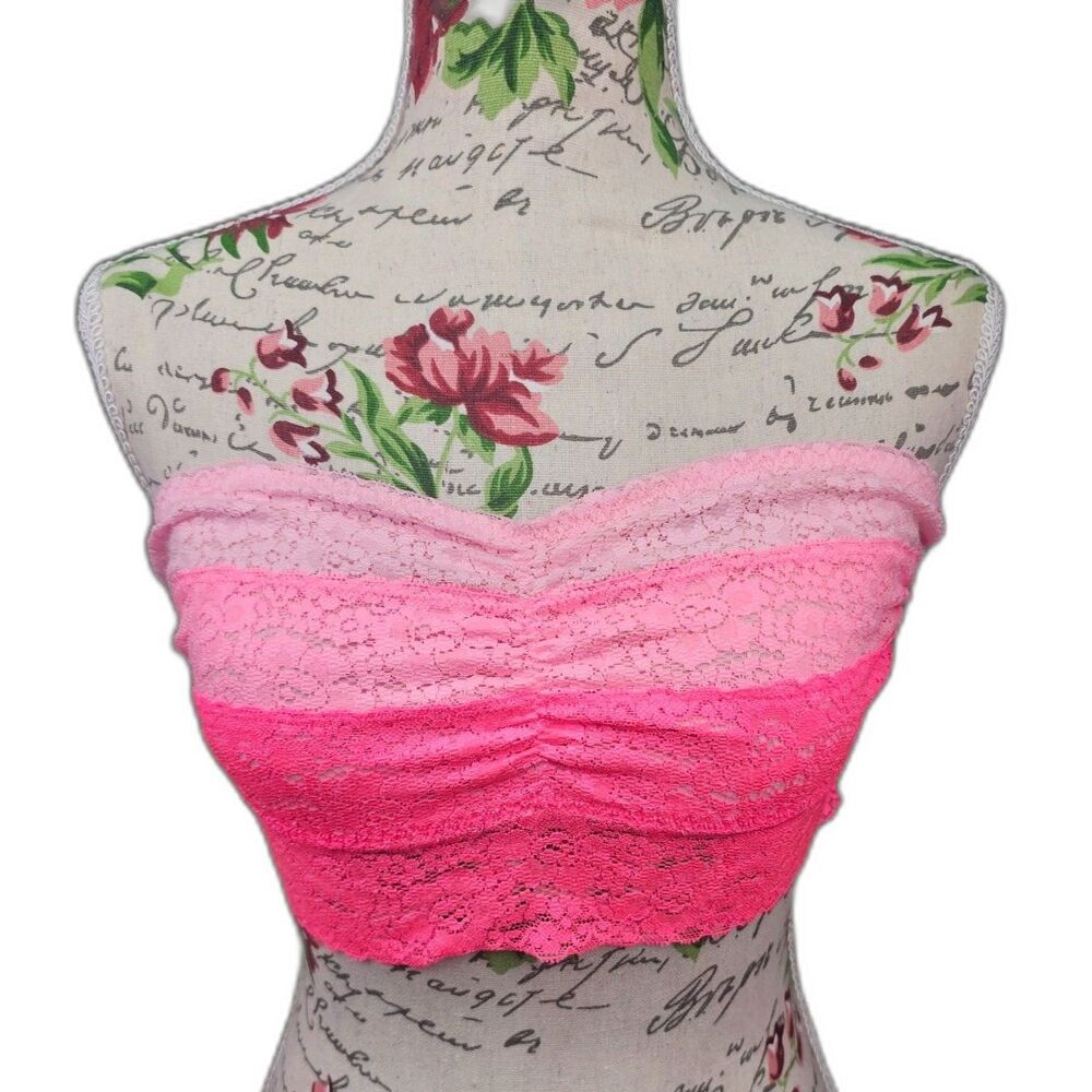 Victoria's Secret PINK Lace Bandeau Bra Top Pink Ombre Large VSPink Boob Tube